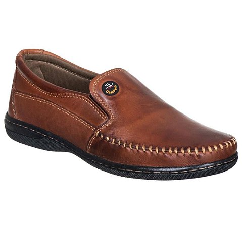 Sapatilha MocassimMasculino em couro Casual Confort Pinhão Ref 400