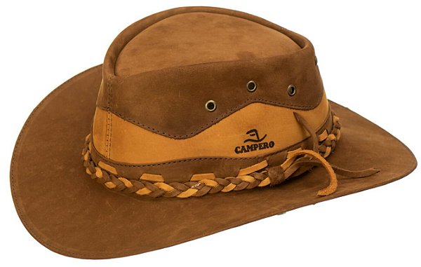 Chapéu Cowboy Country em Couro com Detalhes em Trança Nobuk Terra/castor Ref-3001