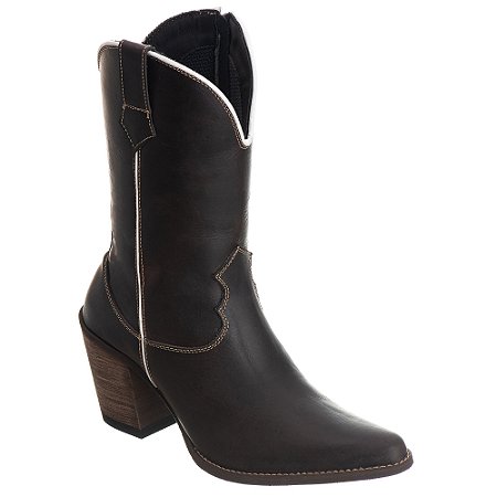 Bota Texana Montaria Feminina Com Salto Ziper fossil Brown Ref 765