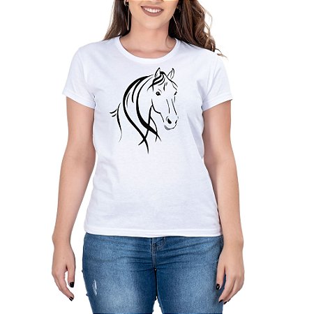 camera compact carefully Camiseta Feminina Country Estampa Cavalo Manga curta Branca - Campero Botas  Country e Acessórios
