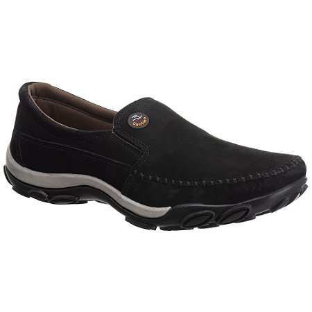 Mocassim Sapatilha Masculina Couro Nobuk Veludo Preto Slim Super Conforto Ref- 350