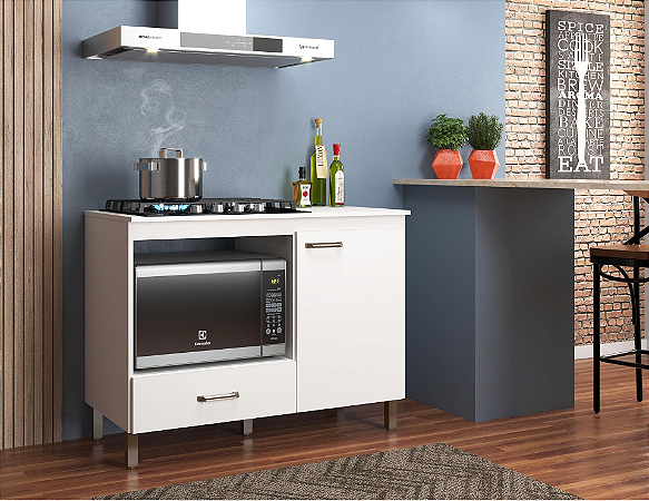 Balcão para cooktop 1 porta - Roma branco