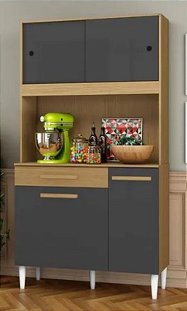 kit Cozinha Compacta 4 Portas 1 Gaveta 4306-  Atacama grafite