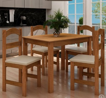 Mesa com 4 Cadeiras madeira - Praiana Arauna Freijó mod02