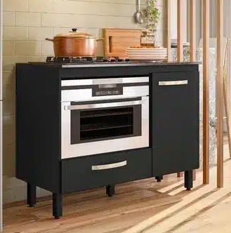 BALCAO FIT PARA COOKTOP COM RECORTE 1PT 1GAV PRETO