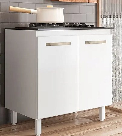 BALCAO PARA COOKTOP 80 CM C/ 02 PORTAS BRANCO