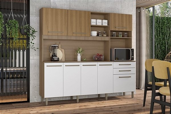 KIT COZINHA IBIZA PLUS BRANCO RIPADO