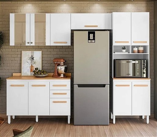 Cozinha Modulada Intenza NUBIA 4 Peças FREIJO/BRANCO