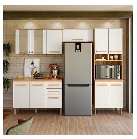 Cozinha Modulada Intenza NUBIA 4 Peças FREIJO/OFF WHITE
