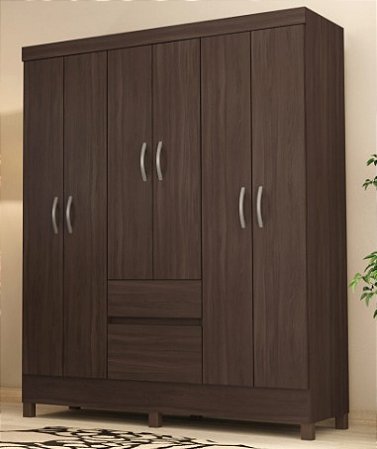 Guarda Roupa FLASH 6 portas e 02 gavetas CAFÉ