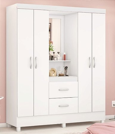 Guarda Roupa LORD CAPELINHA BRANCO/ROSA Flex