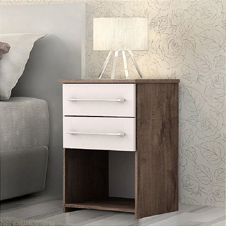 Mesa de Cabeceira BRUNA CHOCOLATE/ OFF WHITE