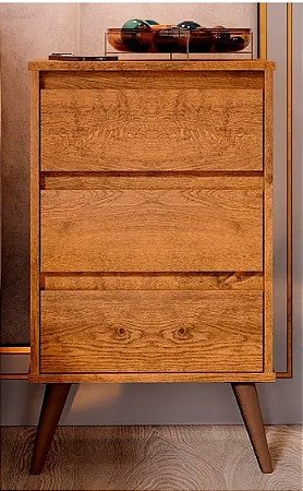 Mesa de Cabeceira 3 gavetas RETRÔ WOOD FREIJO