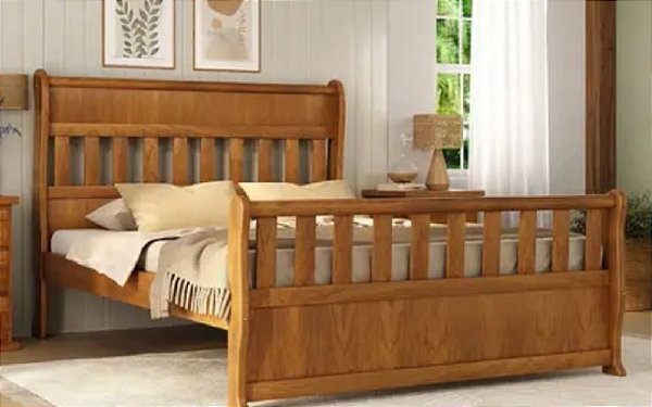 CAMA CASAL MADEIRA MACIÇA - NATHÁLIA