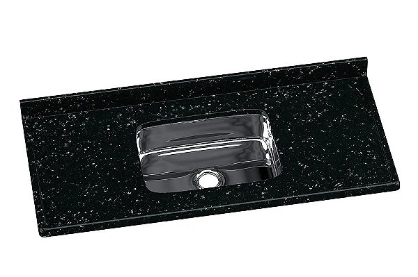 Pia para cozinha mármore sintético com cuba inox PRETO