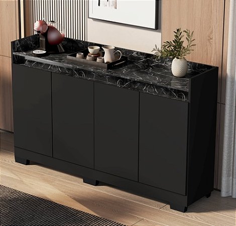 BUFFET REAL 04 PTS PRETO/MARMORE PRETO
