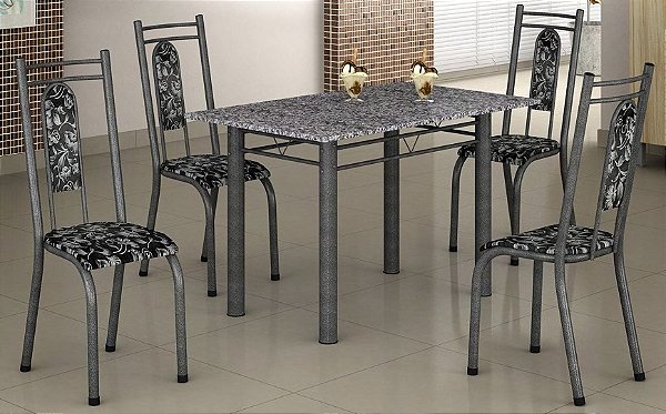 Conjunto de mesa MEAIPE com 4 cadeiras PRETO