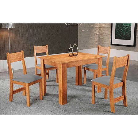 Conjunto de mesa PALLACE com 4 cadeiras BRISA MEL/LINHO INOX