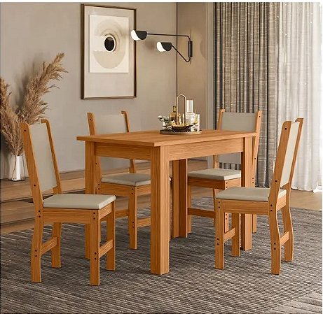 Conjunto de mesa BELLAGIO com 4 cadeiras FREIJO/SAVANA