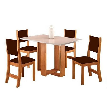 Conjunto de mesa HAVANA com 4 cadeiras SOL MEL/OFF WHITE
