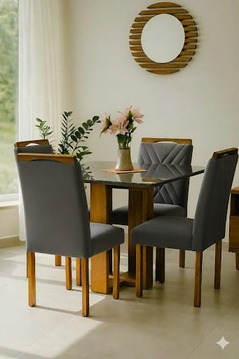Conjunto de mesa ANJO com 4 cadeiras Gol MEL-CINZA/CINZA