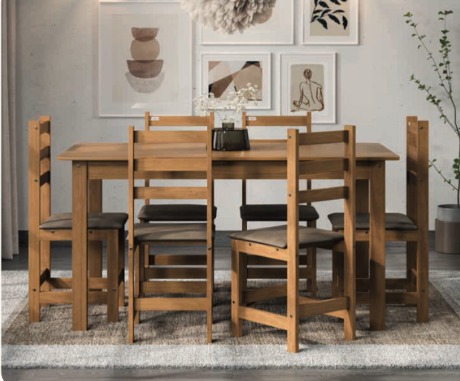Conjunto de mesa BRASIL com 6 cadeiras