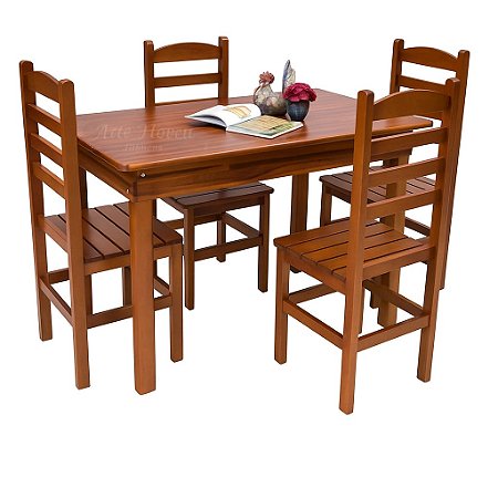 Conjunto de mesa VERNIZ com 4 cadeiras