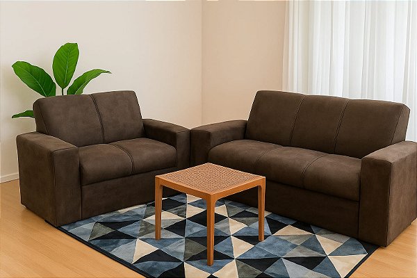 Conjunto sofá POP VENEZA 3 e 2 lugares MARROM