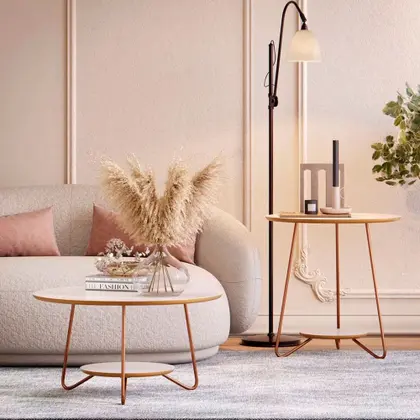 Conjunto mesa de centro LIZ OFF WHITE/FREIJO