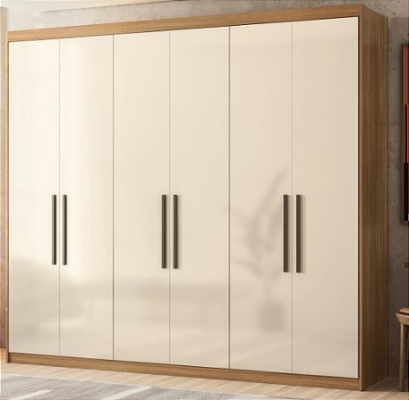 Guarda Roupa 6 portas VENICE AMENDOA/OFF WHITE