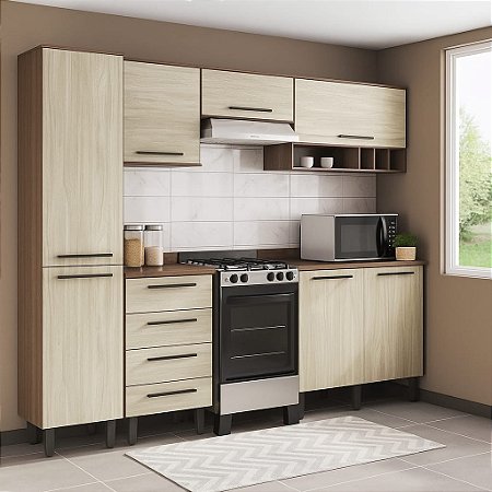 Cozinha modulada 4 peças EVOLUTION TANNAT/LEGNO CREMA