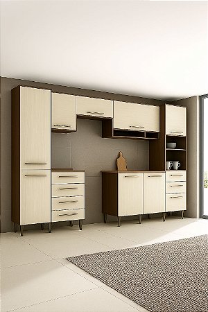 Cozinha Modulada 7 peças EVOLUTION TANNAT/LEGNO CREMA