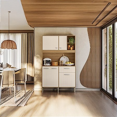 Cozinha Compacta 5 Portas 1 Gaveta LIV FREIJO/OFF WHITE