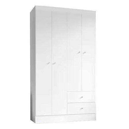 Guarda Roupa Solteiro Versa 4 Portas 2 Gavetas Branco/Rosa Flex