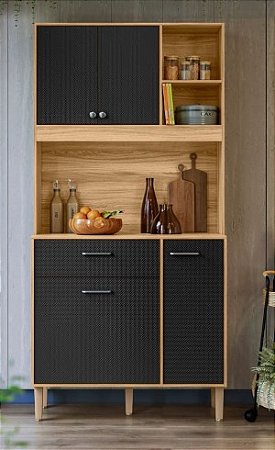 KIT COZINHA ERVA DOCE 90 CM FREIJO/PRETO