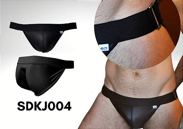 CUECA SEX EM COURO SINTÉTICO COM DETALHE EM METAL