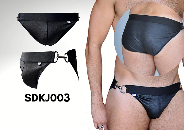 CUECA SEX EM COURO SINTÉTICO DETALHE METAL