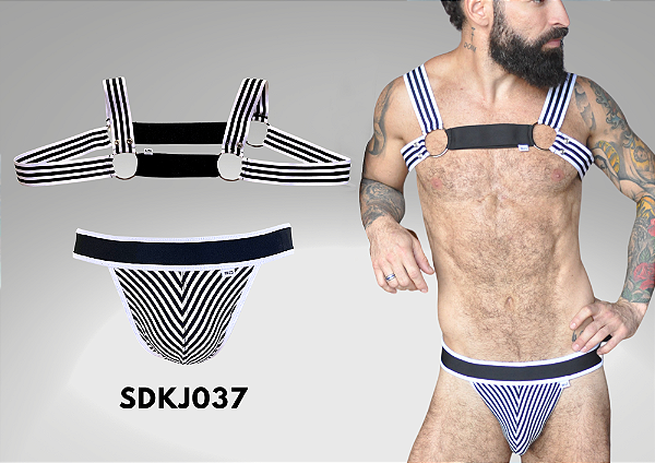 CONJUNTO HARNESS E JOCK DETALHE LISTRADO
