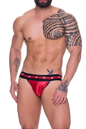 Cueca Jockstrap Cirre Vermelho com Elástico Estrela
