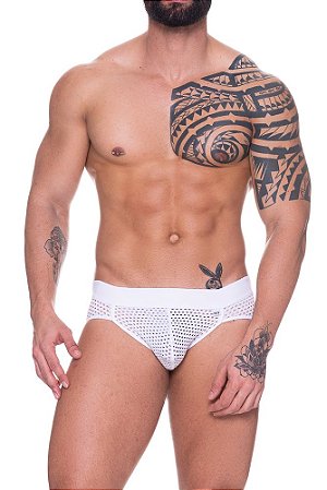 Cueca Jockstrap Premium Arrastão Branco