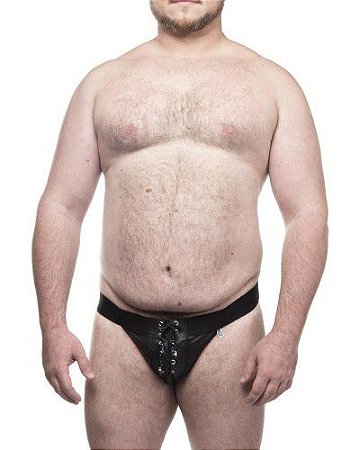 Cueca Jockstrap Sado Ilhós Preto Plus Size