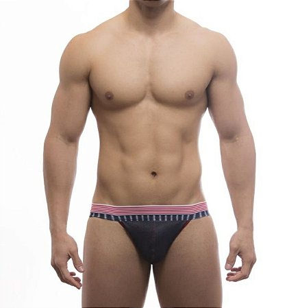 CUECA JOCKSTRAP OPEN BACK AZUL ELÁSTICO AMÉRICA