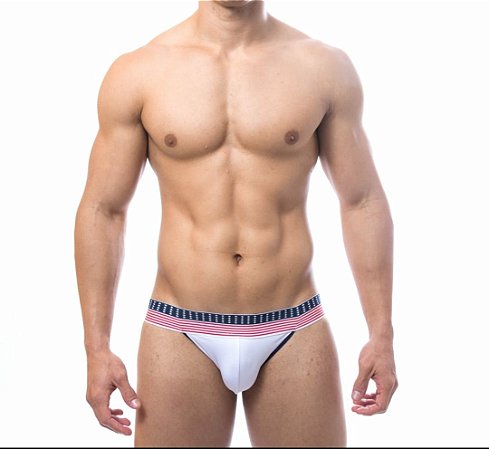 CUECA JOCKSTRAP SUPLEX BRANCO ELÁSTICO AMÉRICA