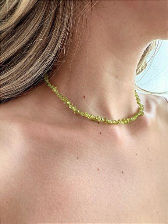 Choker de Peridoto em Prata - Pedra do Acontecimento, Mudanças Drásticas e Liberação de Tensões