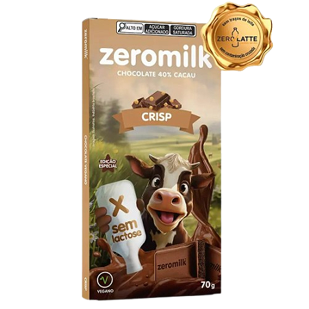Barra de Chocolate 40% Cacau com Crisp  SG, ZL e Veg ZeroMilk 70g *Val.210126