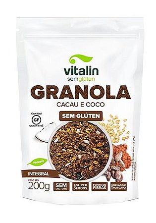 Granola Integral de Cacau e Coco Sem Glúten Vitalin 200g *Val.041224