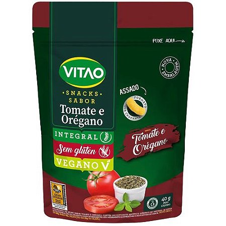 Snacks Sabor Tomate e Orégano Sem Glúten Vegano Vitao 40g *Val.040324