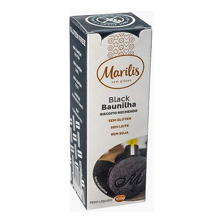 Biscoito Recheado Black Baunilha Sem Glúten Sem Leite Marilis 100g *Val.050225