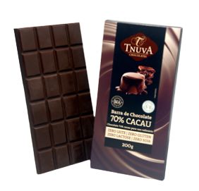 Barra de Chocolate 70% Cacau Sem Glúten e Sem Lactose Tnuva 200g *Val.031024