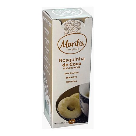Biscoito de Coco Sem Glúten e Sem Leite Marilis 70g *Val.150324